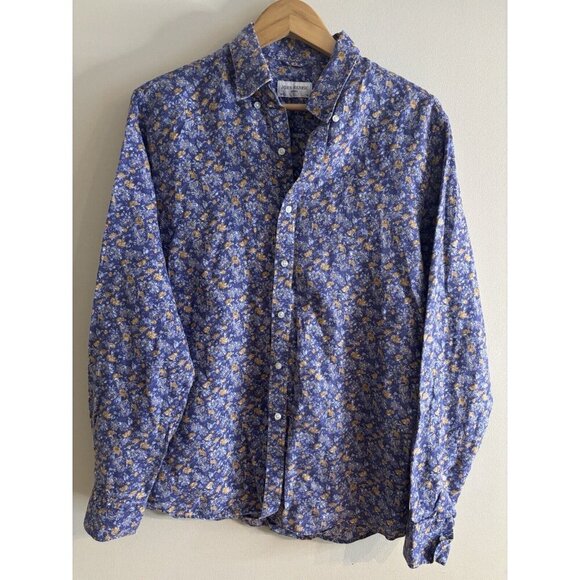 John Heinrich Purple Floral Button Down Linen Shirt 16.5/42 - Picture 1 of 9